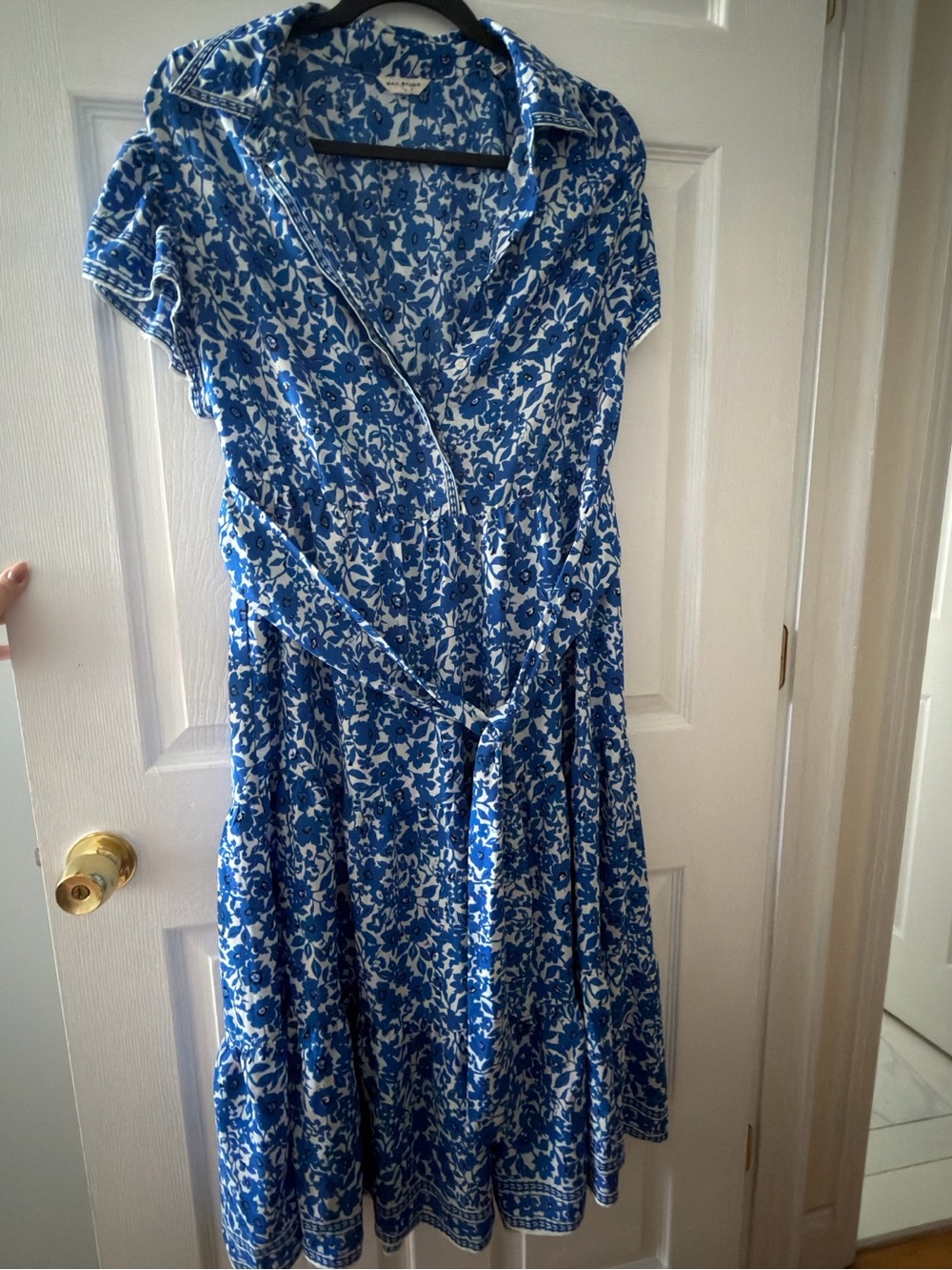 Max Studio Blue and White Floral Wrap Dress